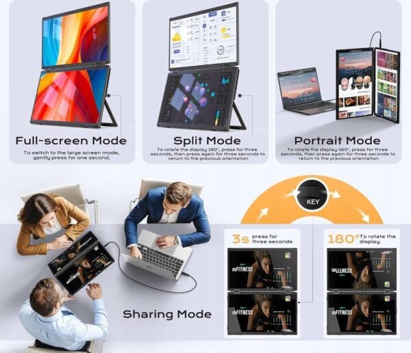 M4 Portable Laptop Monitor 15.6" IPS 1080P FHD Foldable 360° Rotation - Image 4