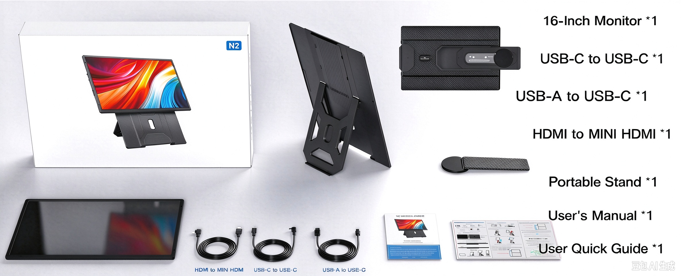 N2 16" Dual Screen Laptop Screen Extender 19 12